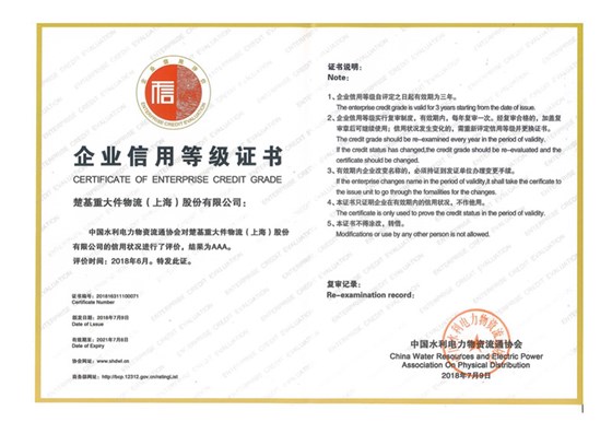 企业信用评价AAA级信用企业等级证书